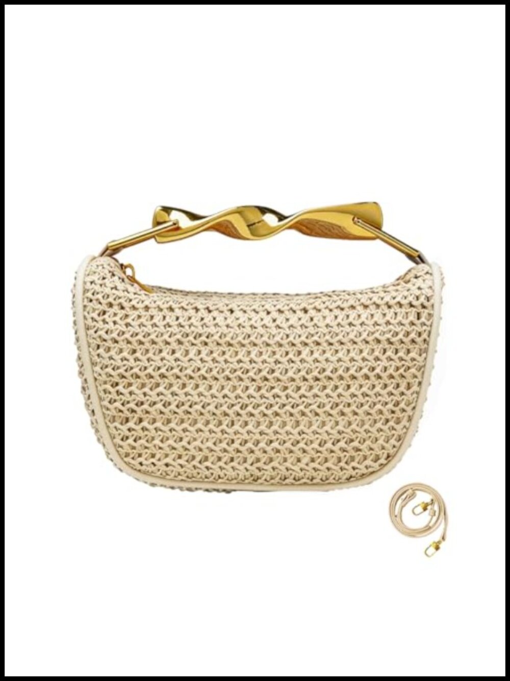 Mini Straw Crossbody Bag Woven Shoulder Handbag with 2 Straps